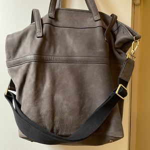 Grey leather Saddle bag - great for men or women.